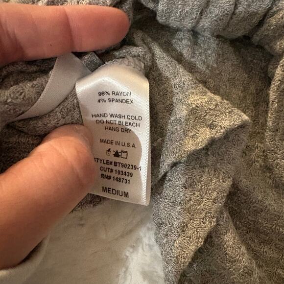 Blue Blush Grey Halter Tie Back Crop Top Made in USA Medium Waffle Knit - Picture 4 of 6